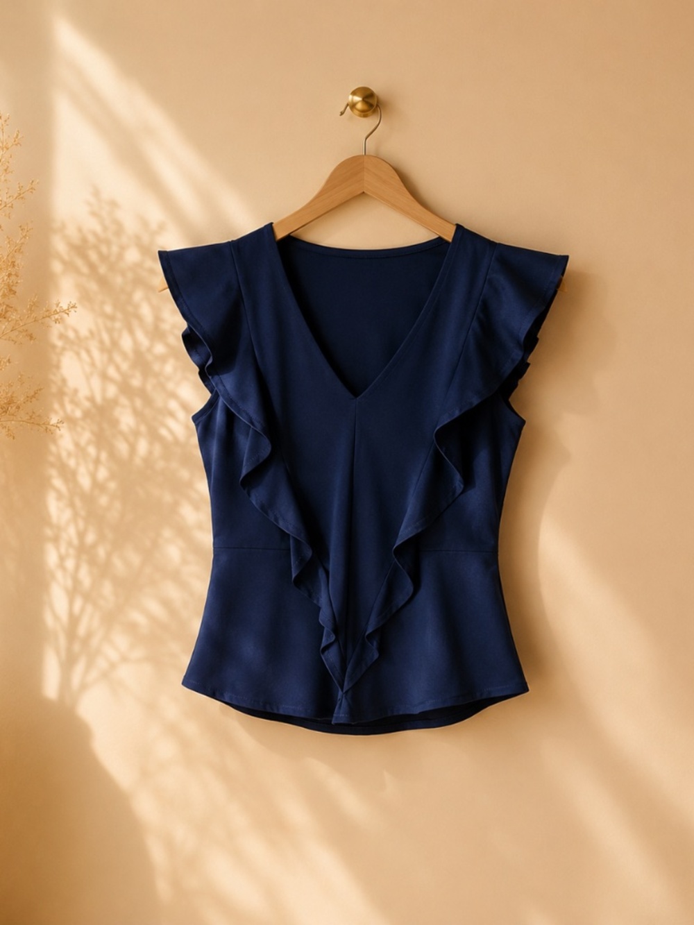 Dynamite Navy Blue Ruffle Top XS ✨